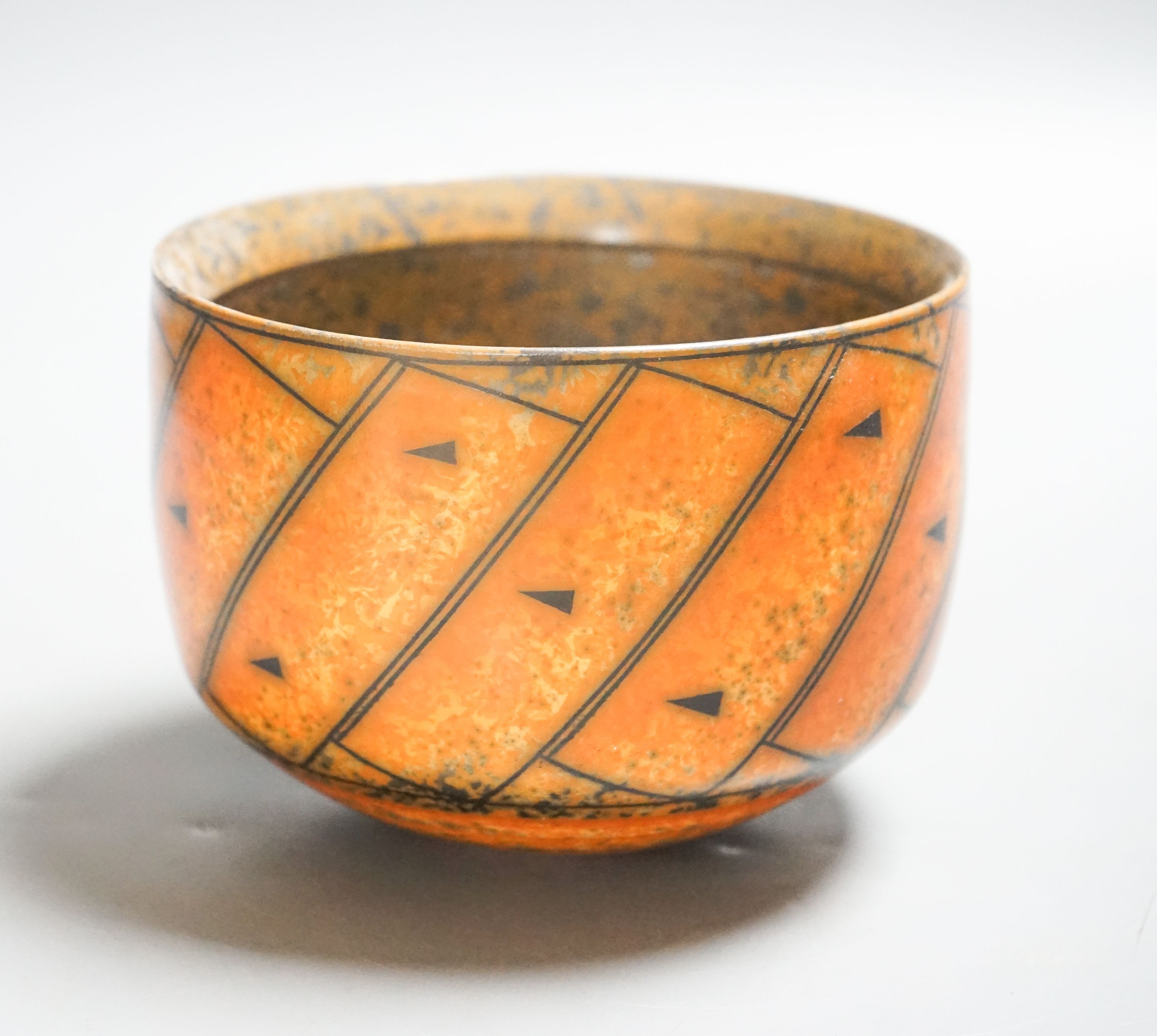 Duncan Ross (b.1943), a burnished terra-sigillata U-shaped vase (small glaze flake to rim) 15cm wide